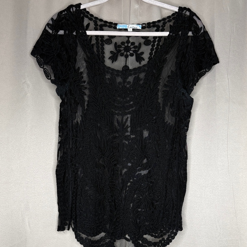 Boho Black lace short sleeve